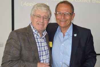 L-R Professor Richard Ramsden presented Ronnie Bourne with his award