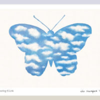 butterflysky print, blue sky and clouds inside butterfly