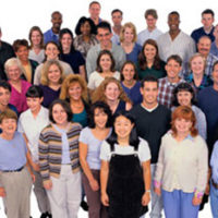 Large group of people of different ages and backgrounds
