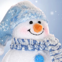 snowman with a blue hat