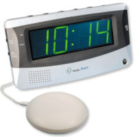 alarm clock with large digital display and vibrating pad
