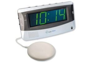 alarm clock with large digital display and vibrating pad