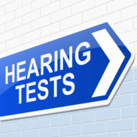 Arrow pointing to where hearing tests take place